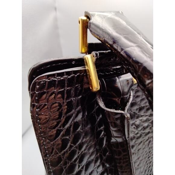 Retta Wolff Vintage Croc Embossed Leather Bag-Made in Italy Dark Brown Dust Bag - Picture 12 of 16